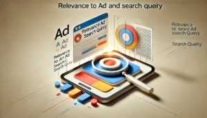 An image demonstrating the importance of aligning ads with landing pages, showing a search query leading to an ad, and a matching landing page with consistent content and visuals.

