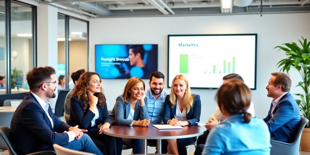 A group of marketing professionals in a strategy meeting, discussing How to Hire a Google Ads PPC Agency.